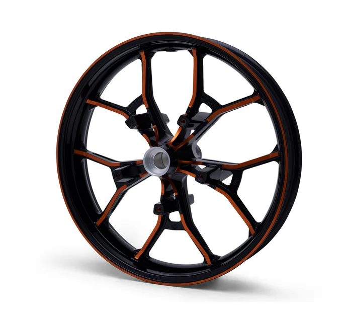 Performance Forged 19″ Front Wheel – Gloss Black/Orange Anodized Highlights | HD Touring Models
